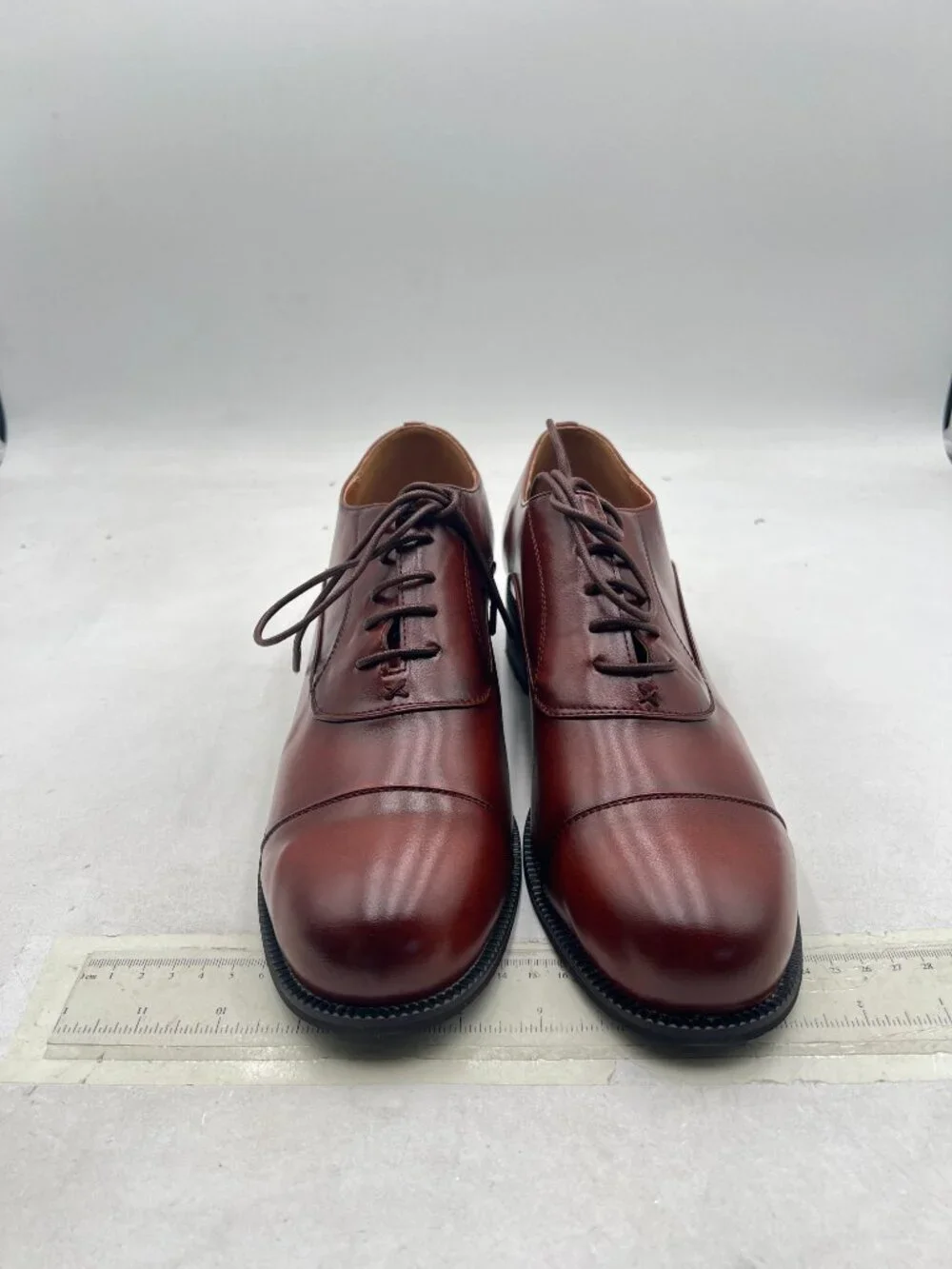 FSJ Brown Men's Classic Lace-Up Oxford Shoe Handmade Burnished Soft Leather Shoe